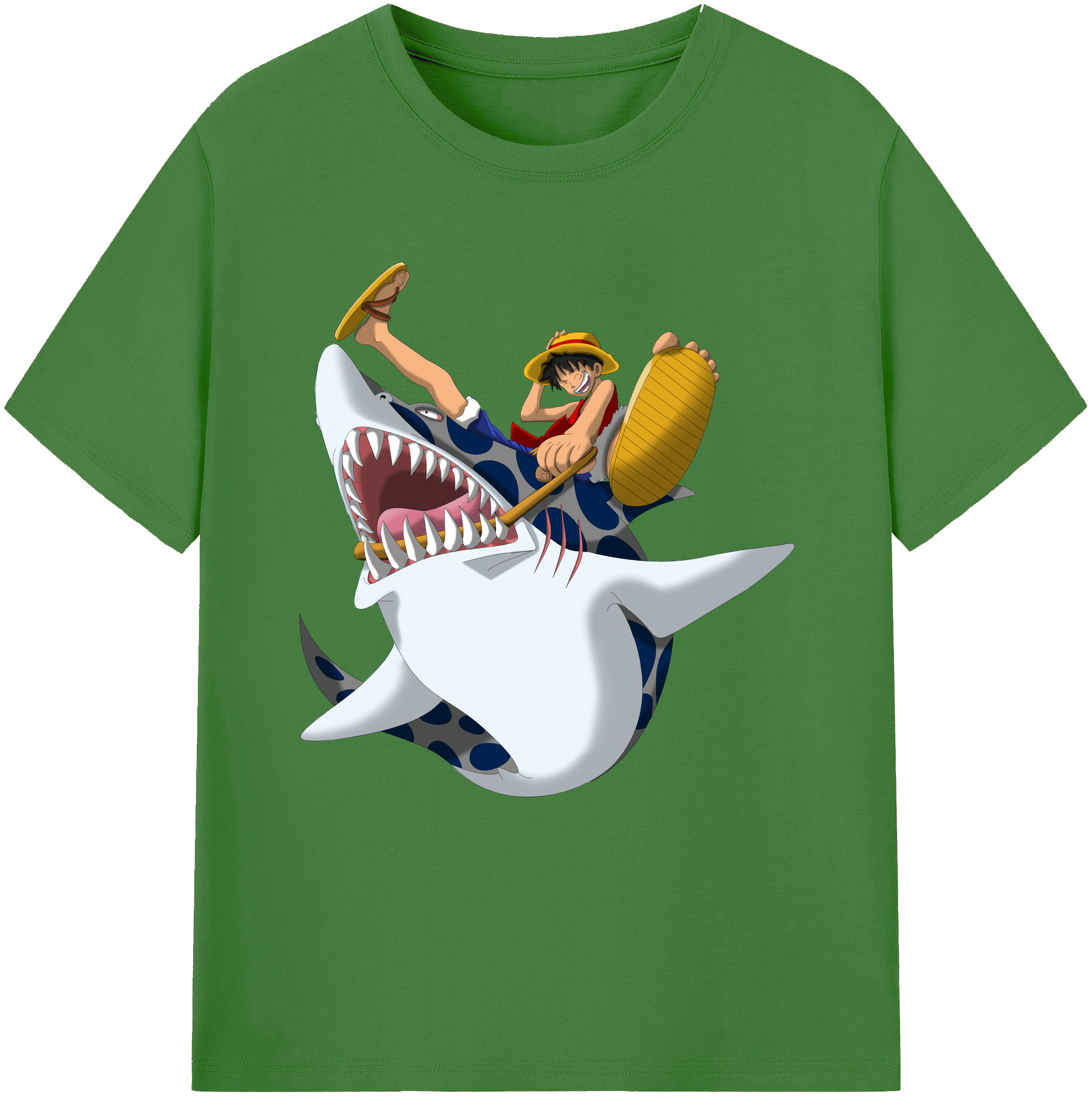 ワンピース モンキー・D・ルフィ ONE PIECE Monkey D. Luffy レディースカジュアルプリントTシャツ（綿100％）
